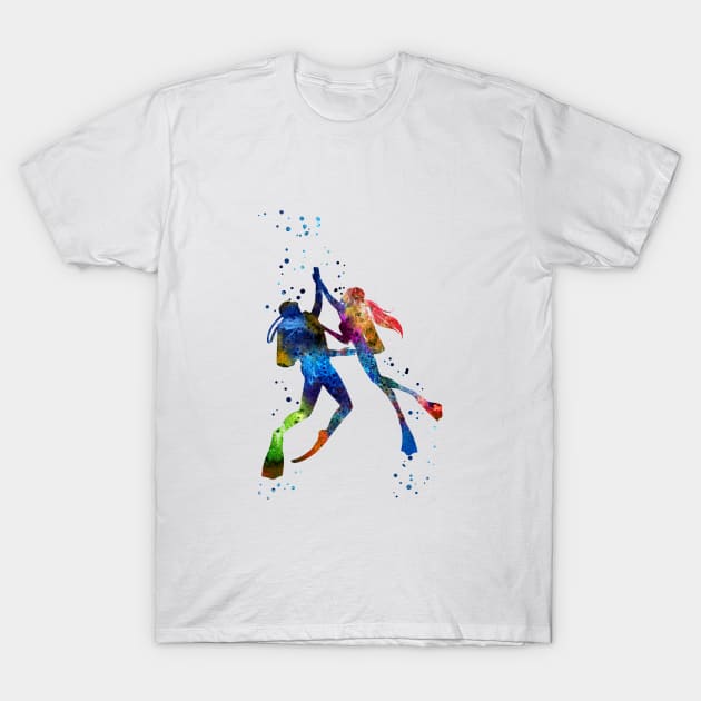 Scuba divers T-Shirt by RosaliArt